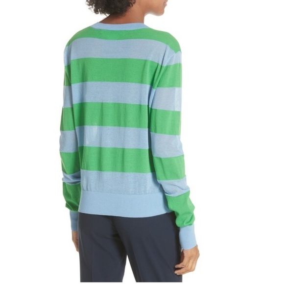 Diane Von Furstenberg Green and Blue Striped Top - Picture 4 of 5